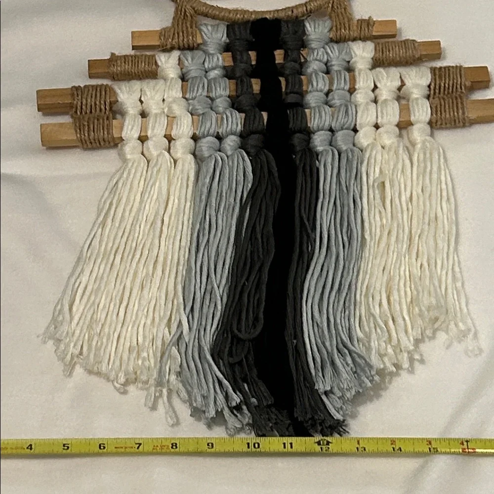 Bohemian Black and White yarn macrame Wall Hanging,Eclectic, Modern,